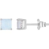 YL Solitaire Square Earrings 925 Sterling Silver Stud Earrings 4-8 MM Princess Cut Birthstone Jewelry for Women