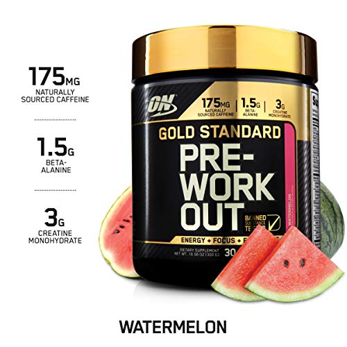OPTIMUM NUTRITION Gold Standard Pre-Workout with Creatine, Beta-Alanine, and Caffeine for Energy, Keto Friendly, Watermelon, 30 Servings