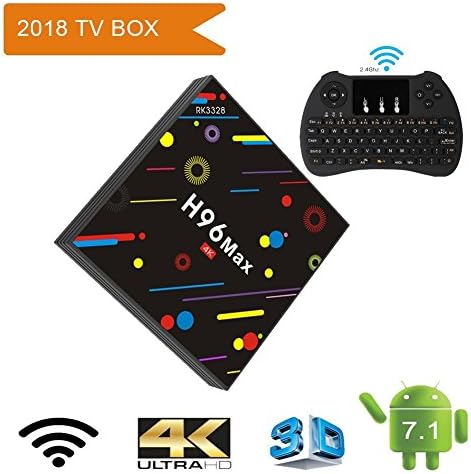 Android TV Box,H96 MAX H2 RK3328 Quad Core 4GB DDR4 RAM 32GB ROM Smart Box with 2.4G/5G Wifi BT 4.0 4K HD,IR Remote H9 Wireless Keyboard