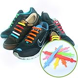 No Tie Laces - Elastic Silicone Shoelaces with Special Design to Easy Pull & Lock - Perfect for Toddler, Pre School, Dyspraxic Kid or Arthritis Senior Citizen Adult - Waterproof & Super Easy To Clean