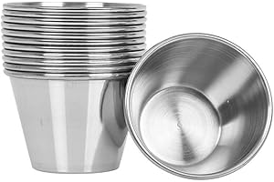 ULTECHNOVO 12 Pcs Stainless Steel Sauce Cups 4 Oz, Small Metal Ramekins Dipping Bowls for Ketchup Condiment Seasoning, Reusab