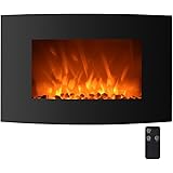 35" Electric Wall Mounted Fireplace Heater Adjustable Heat with Remote Free Standing LED Flame and Backlight Colors