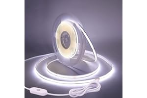 XUNATA 1m/3.3ft Flexible COB LED Strip Lights, Daylight White 6000K, Non-Waterproof, Touch Dimming, Ideal for Living Room, Ca