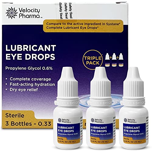Velocity Pharma Lubricant Eye Drops for Dry Eyes, Soothing Relief from