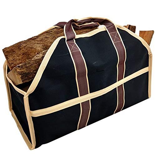 Nrpfell Large Log Carrier Tote Bag Outdoor Camping Firewood Carrying Wood Holders Storage Bag Black - Thumbnail 6