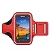 J&D Armband Compatible for iPhone 13/13 Pro/Galaxy S21/S20+/S20 Plus/Note 10/S8 Active/S7 Active/S7 Edge, Sports Armband with Key Holder Slot, Perfect Earphone Connection While Workout Running, Red