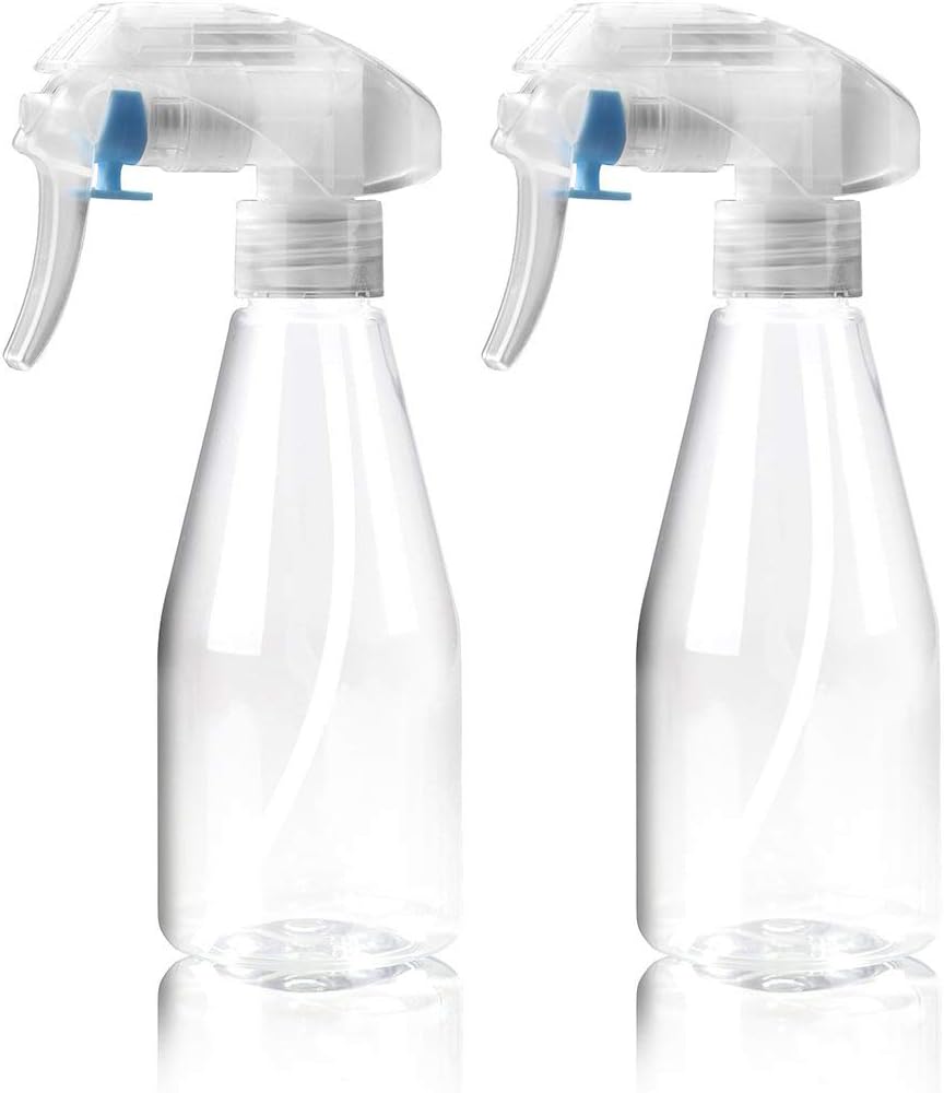 UMISKAM 2 Pcs 200ML Empty Spray Bottles PET Container Refillable for Essential Oils,Cleaning- Durable Trigger Sprayer with Mist Stream Settings - Clear