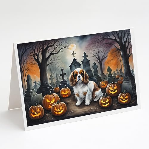 Caroline's Treasures DAC2030GCA7P Cavalier Spaniel Spooky Halloween Greeting Ca…
