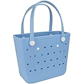 UeKeKicg Medium Rubber Beach Bag, Waterproof Tote Bags Washable Sand-proof Travel Hand Bags for Pool Boat Work Sports