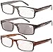 Eyekepper Spring Hinge Striped Reading Glasses (3 Pairs) Men Includes Sunshine Readers +1.00