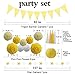 33pcs Party Decoration Supplies Set, Yellow Tissue Paper Pom Poms Flowers Paper Lanterns Tassels Hanging Garland Banner Triangle Flag Bunting for Birthday, Bridal, Baby Shower, Wedding Graduation