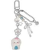 Nalefow Cute Keychain for Women Fuzzy Cat Dog Keychain Aesthetic Y2K Bag Charm Key Chains Accessories for Car Keys Bags