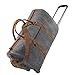 Kattee Rolling Duffle Bag with Wheels Canvas Travel Luggage Duffel Bag 50L (Light Gray)