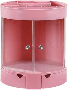 Tocador de estante redondo de doble puerta, soporte de lápiz labial