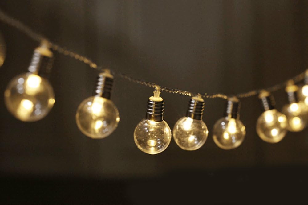 Solar Bulb Lights, EONANT 2.5M 20 LED Plastic Solar Bulbs String Lights Waterproof with 2 Modes Lighting for Outdoor, Garden, Christmas Decorations (Warm White)