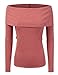 Doublju Slim Fit Ribbed Knit Off The Shoulder Blouse Top (Plus size available)