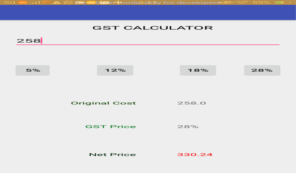 Simple GST Calculator for Android