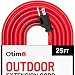 Otimo 25 ft 12/3 Outdoor Extra Heavy Duty Extension Cord - Professional Series - 3 Prong Extension Cord, Red
