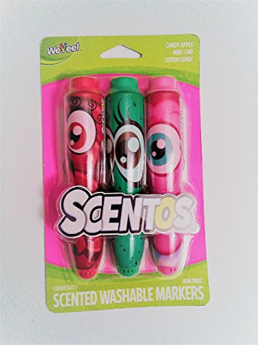 Scentos Jumbo 3 Pack Non Toxic Markers-Candy Apple, Mint Chip, and Cotton Candy