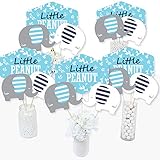 Blue Elephant - Boy Baby Shower or Birthday Party Centerpiece Sticks - Table Toppers - Set of 15