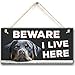 Meijiafei Beware I Live Here Rottweiler Hanging Outdoor Dog Warning Sign Gate Security Plaque 10