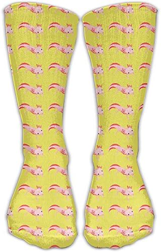 Axolotl In Yellow Athletic Crew Sock Novelty Tube Socks 11.8 Inch Long For Adult Outdoor Workout Performance
