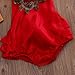 Baby Girl 3D Flower Applique Halter Floral Romper,Backless Bodysuit,Ruffle Sunsuit (0-6 Months, Red)