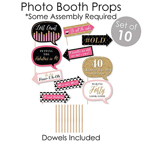Big-Dot-of-Happiness-Chic-40th-Birthday-Pink-Black-and-Gold-Banner-and-Photo-Booth-Decorations-Birthday-Party-Supplies-Kit-Doterrific-Bundle