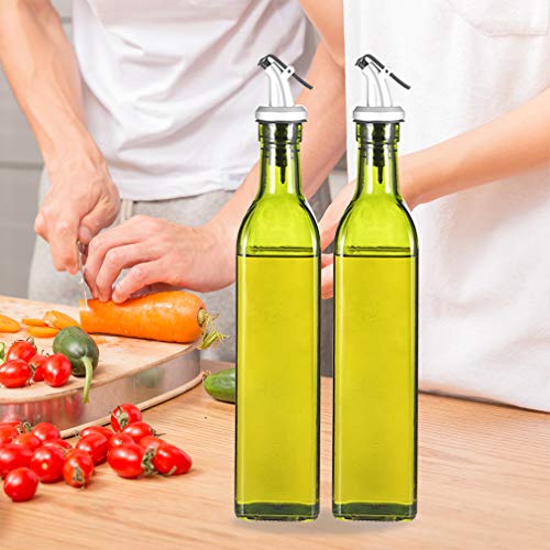 image for Subekyu Olive Oil Dispenser Bottle 2 Pack, 17oz Oil and Vinegar Dispen