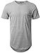 URBANCREWS Mens Hipster Hip Hop Melange Longline Pocket T-Shirt Gray, M