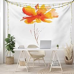Ambesonne Watercolor Flower Tapestry, Single Poppy