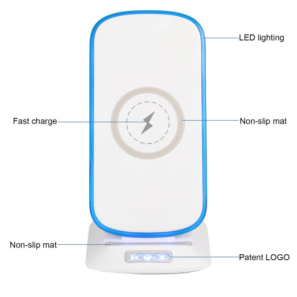 Caricatore Wireless, MIGVELA Caricabatterie Wireless con LED Indicatore per iPhone 8/8Plus/X, Samsung S8/S8 Plus, Note 8, S7 Edge, S6/S6 Edge, Lumia 950 (Bianco)