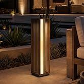 Solar Yard Slim Solar Outdoor Floor Lamp, Modern Wicker Patio Light with Dual Brightness 50/100 Lumens, Cordless Waterproof Standing Lantern for Backyard, Porch, Balcony &amp; Poolside Decor, Brown