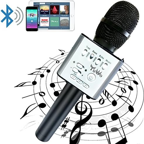 Handheld Wireless Karaoke Microphone, YUWO Mini Bluetooth Handheld Speaker, Portable Stereo Player for Music Playing, Mini Home KTV Karaoke for Apple, Iphone, Android Smartphone or PC. (BLACK)