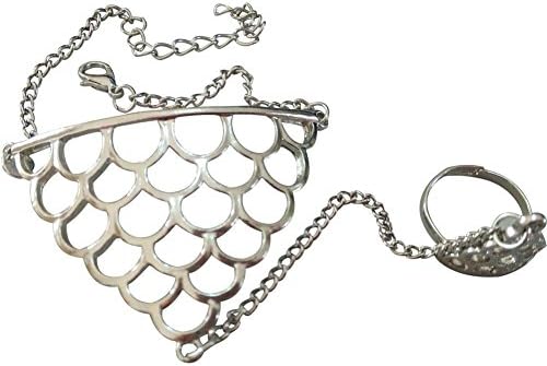 DUOKA Women's Retro Golden Fish Scale Shaped Bracelet with Ring Chain Band Jewlery