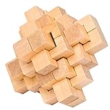 Ahyuan Handmade Wooden Puzzle 24 PCS Interlocking Brain Teasers Toy Intelligence Game Wisdom Logic Mind Challenge Brainteaser Scientific Training Burr Puzzles for Adults/Kids