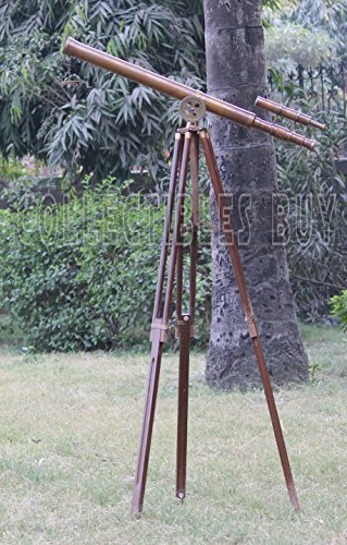 Collectibles Buy U.S. Navy Griffith Antique Tripod Telescope Double Barrel Nautical Decorative (Double Barrel Tube (Height:65 Inches))