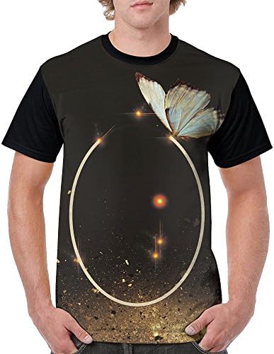 Romantic Butterfly Ring Mens Classic Print Tshirt Compression Short Sleeves Undershirt T-Shirt Tees Tops For Exercise XXX-Large