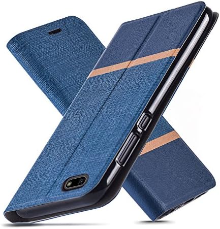 AModern Huawei Y5 2018 Case,Huawei Y5 Prime 2018 Case,Huawei Honor 7S Case, Ultra Slim fit, Kickstand, Card Slot, TPU Bumper, Anti-Scratch, Flip Leather PU Wallet Case for Huawei Y5 2018 (Dark Blue)