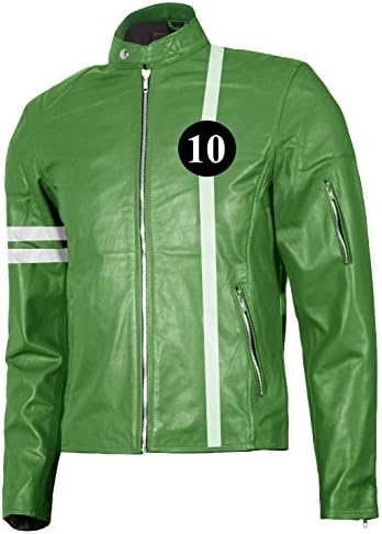 Xport Design's Men's Ben 10 Green &amp; White Leather Gaming Jacket, XX-Large