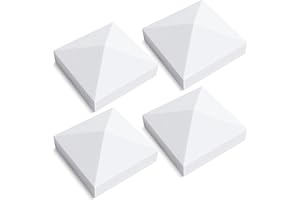 VIVIDA 4" x 4" Fence Post Caps, Pyramid PVC Vinyl Post Caps (Actual 4" x 4"), Waterproof Deck Top Cover for Vinyl Fence, Lamp, Deck, Mailbox, White, 4 Pack