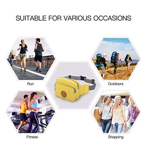 Eshow Women's Canvas Travel Sports Outdoors Running Climbing Morning Jogging Small Waist Bag,Yellow - Thumbnail 5