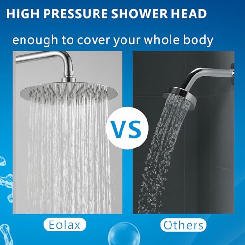 Rain Shower Head 30cm Rain Shower Head 304 Stainless Steel Rain Head High Pressure Water Flow Self-Cleaning Silicone Nozzles Easy Wall/Ceiling Mount Chrome Finish