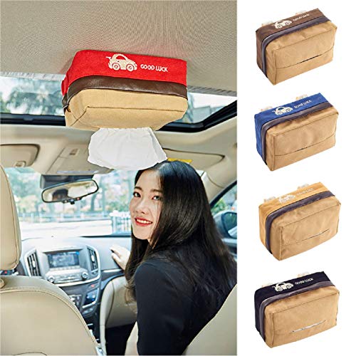 Putars Car Paper Towel Car Accessories Canvas Car Sunroof Tissue Holder Mount Hanging Tissue Holder Case for Car Seat Back Multi-use Paper Towel Cover Case 17X11X9cm