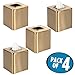 mDesign Metal Square Tissue Box Cover, Modern Facial Paper Holder - Accessories for Bathroom Vanity, Bedroom Dresser, Night Stand, Desk, Office, End Table - Unity Collection - 4 Pack - Soft Brass