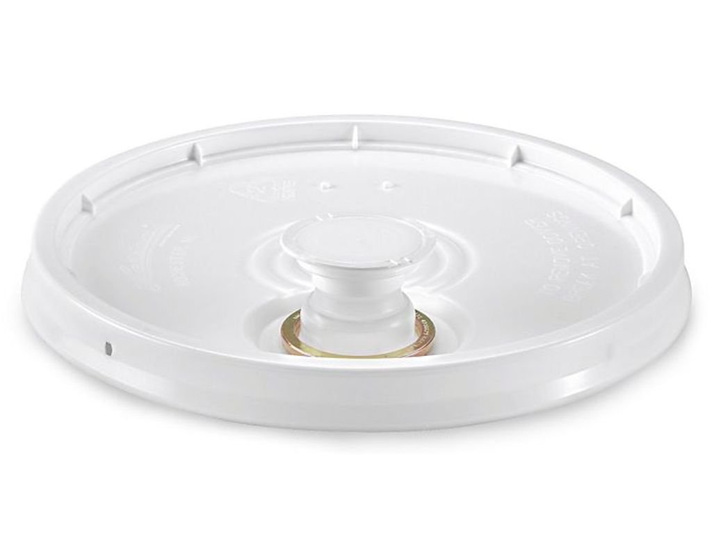 2 Gallon White Plastic Snap-on Pail Lid w/Pour Spout ~ (1 Lid) ~ HDPE (High Density Polyethylene) Bucket Top
