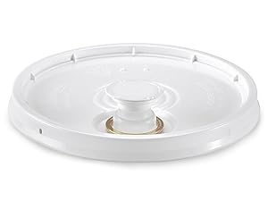 2 Gallon White Plastic Snap-on Pail Lid w/Pour Spout ~ (1 Lid) ~ HDPE (High Density Polyethylene) Bucket Top