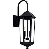 Capital Lighting 926932BK Ellsworth Clear Glass Outdoor Wall Sconce, 3-Light 180 Total Watts, 36" H x 13" W, Black