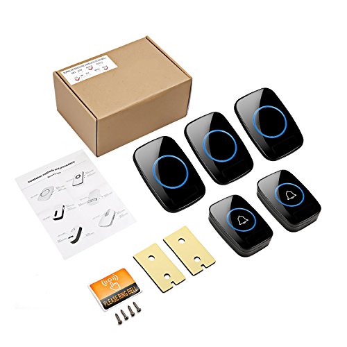 Wireless Doorbell, FullHouse Waterproof Door Chime Kit Includes Push Button Transmitter and Plug-In Receiver, Over 1000 feet Range, CD Quality Sound and LED Flash (2 Transmitter + 3 Receiver Black) - Thumbnail 6