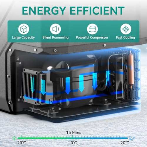 Alpicool 28L Portable Car Fridge, App Control Temperature Setting (-20~20℃), 12V/24V DC 100~240V AC Refrigerator for RV Road Trip, Truck, Classy Style Suits for Outdoor